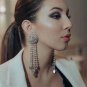 Rsslyn Fashion Trend Large Earrings Bridal Silver Earrings Big Crystal Stones