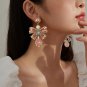Rsslyn Large Earrings for Women Red Bow with Pearls
