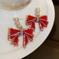 Rsslyn Pretty Earrings for Christmas Party Big Bow with Pearl Earrings Gift Parties