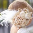 Rsslyn Headband for Newborn Girls Ivory Wedding Theme Flower Headband