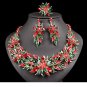 Rsslyn 3pcs/SET Jewelry Set Poinsettia Flower Necklace Ring and Christmas Earrings
