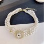 Rsslyn 3 Layered Pearl Choker with Big Crystal Stone Distinguished Chokers LMF24-450 Palace Choker