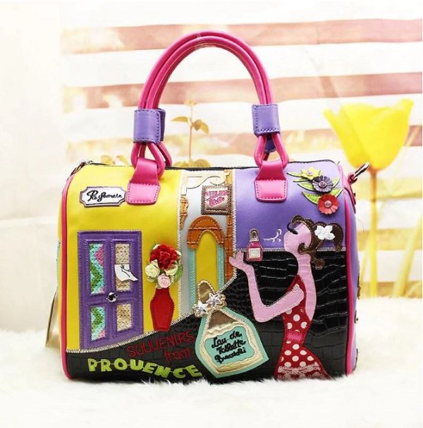 Rsslyn Patchwork Tote Bags Italian Fashion Bags Yellow Purses Multicolor Traveling Bags