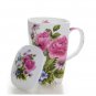 Rsslyn Large Cup Tea Cups 700ML Real Bone China Tumblers with Lid, Taza Cafe Mugs