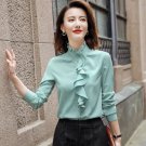 Rsslyn Mintgreen Blouses Ruffled Tops for Women Office Interview Outfit