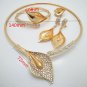 Rsslyn 4pcs/SET African Wedding Jewelry Set Dubai Gold Color Bridal Gift Calla Lily Flowers