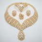 Rsslyn 4pcs/SET New Dubai Gold Jewelry Set for Women Hollow V-Pattern