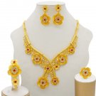 Rsslyn 4pcs/SET Floral All Dubai Gold African Jewelry Set Womens Golden Accessory