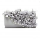 Rsslyn Silver Clutch Rhinestones Satin Clutch for Evening Date Silver Evening Bags