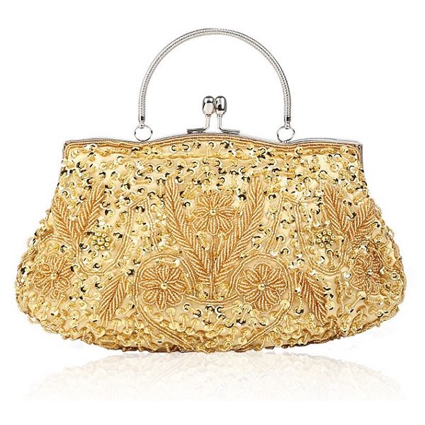 Rsslyn Evening Shoulder Bags Exquisite Golden Purse Embroidery Beaded Clutch RSS101221-1