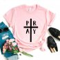 Rsslyn PRAY New Black Tees for Women Summer Tops for Teenage Girls Shirts