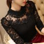 Rsslyn Ivory Cream Blouses for Women Stretchable Turtleneck Blouse Lacy Blouses