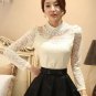 Rsslyn Ivory Cream Blouses for Women Stretchable Turtleneck Blouse Lacy Blouses