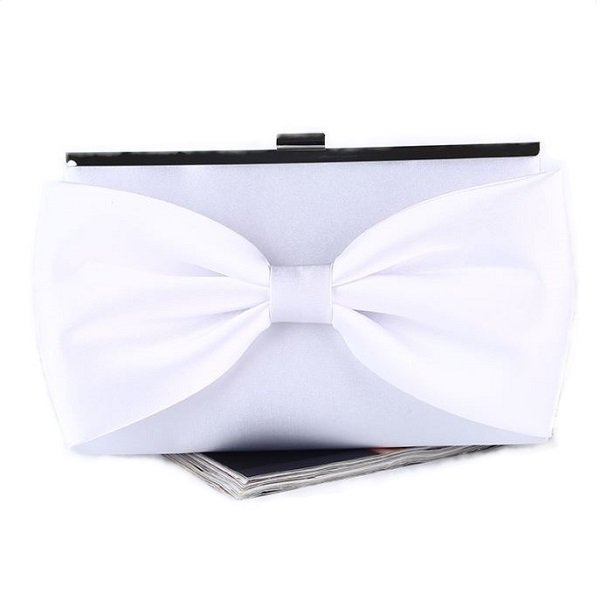 Rsslyn Solid Bridal Bags Large Clutch with Large Bow On Hand Luxury Wedding Clutch for Women