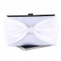 FREE SILVER CC BROOCH for Luxury Satin Clutch with Big Bow White Clutch for Women Ready for Shipping