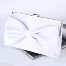FREE SILVER CC BROOCH for Luxury Satin Clutch with Big Bow White Clutch for Women Ready for Shipping