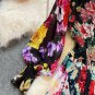 Rsslyn Luxury Style Printed Roses Chiffon Multicolor Fashion Trend Runway Long Sleeve Maxi Dress
