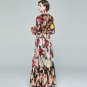 Rsslyn Luxury Style Printed Roses Chiffon Multicolor Fashion Trend Runway Long Sleeve Maxi Dress