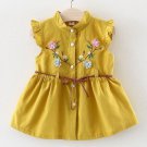 Rsslyn Sleeveless Casual Dress Baby Girls Yellow Dress with Leather Belt