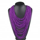 Rsslyn Multilayer Purple Necklaces for Women Beaded Solid Purple Bib Chokers