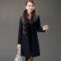 Royal Blue Trench Coats for Women Removable Fur Collar Elegant Women Long Blazers