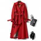 Rsslyn Red Trench Coats for Women Checkered Plaid Lining High Top Quality Coats