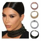Rsslyn New Black Chokers for Women with Golden Lock 4-5 Layers Fashion Black Necklaces LMF24-305