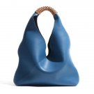 Rsslyn Bamboo Handle Genuine Leather Bags for Women Luxury Style Blue Bags LMF24-474 Underarm Bags