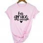 Rsslyn His Grace is Enough T-Shirts for Teenage Girls and Women Red Shirts Christians LMF24-310