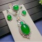 Rsslyn Genuine Chrysoprase Certified Jades Natural Jade Earrings Ring And Green Pendant Necklace
