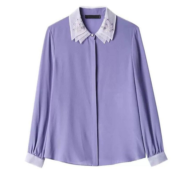 Rsslyn New Purple Blouse with Double Lacy Collar