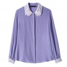 Rsslyn New Purple Blouse with Double Lacy Collar