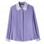 Rsslyn New Purple Blouse with Double Lacy Collar