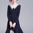 Rsslyn Navy Blue Dress Preppy Style Pleated Bottom New Teenage Girls Dresses