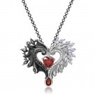 Rsslyn Half and Half Black Heart Necklace Gothic Style Cruella's Necklace