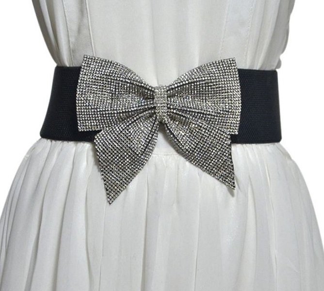 Rsslyn Large Silver Bow Belts for Women Bridesmaids Belts