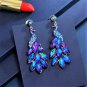 Rsslyn Sparkly Peacock Design Long Blue Earrings for Women