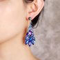Rsslyn Sparkly Peacock Design Long Blue Earrings for Women