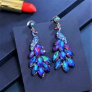 Rsslyn Peacock Blue Earrings for Women Pageant Style Dangle Earrings