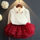 Rsslyn Red Wine Tutu Skirt Matching White Blouse for Baby Girls Christmas Outfit