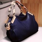 Rsslyn Navy Blue Handbags for Women Double Root Snake Handle Large Rooms
