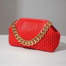 Rsslyn Trendy Coral Orange Bags with Large Golden Chains-Elegant Small Purses for Women