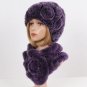 Rsslyn Red Rose Matching Set Scarf with Red Hat Real Mink and Real Fox Fur