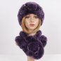 Rsslyn Gray Hat and Scarf Rose Design Matching Set Real