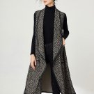 Rsslyn Herringbone Pattern Vests Gray Long Vest for Women Spring Fall Autumn Fashion Version Vests