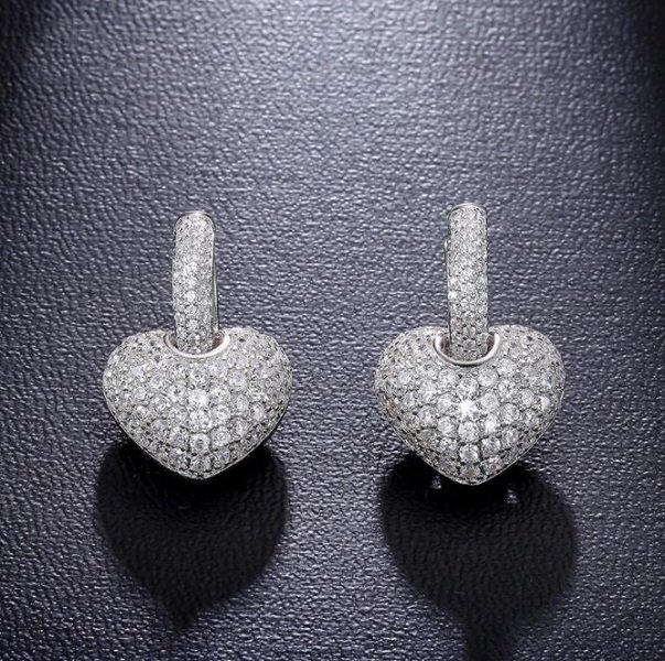 Rsslyn Silver Heart Earrings with Hoop Earrings