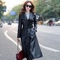 Rsslyn Red Wine Red Leather Jackets for Women Long Trench Coats