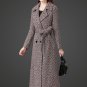 Rsslyn New Herringbone Pattern Multicolor Trench Coats Burgundy Overcoats for Women