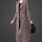 Rsslyn New Herringbone Pattern Multicolor Trench Coats Burgundy Overcoats for Women