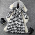 Rsslyn Chic Overcoats for Women Checkered Trench Coats Fashion Black Coats